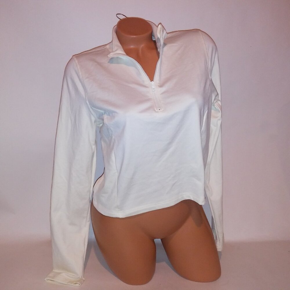 Victoria Secret PINK Pullover Top Cream Ivory Athletic Pockets Fleece Lined